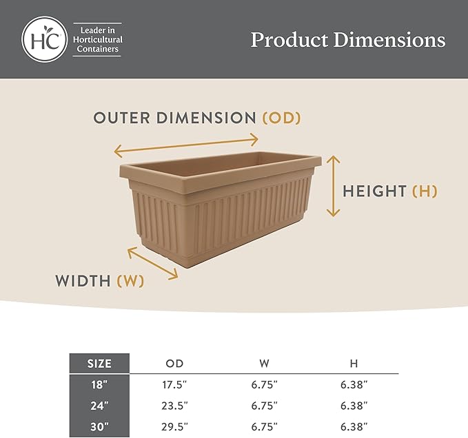 The HC Companies 30 Inch Venetian Window Planter Box with Drainage Plug, Lightweight UV-Resistant Plastic Indoor & Outdoor Planters, 2-Pack Flower Box for Garden & Home Decor, Chocolate