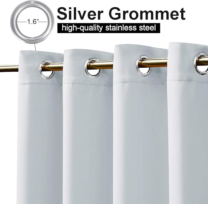 NICETOWN Greyish White Privacy Outdoor Curtain for Patio, Waterproof Thermal Insulated Room Darkening Top and Bottom Rustproof Grommets, Windbreak Drape for Porch, 1 Pack, W52 x L108 inches