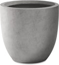 Kante 16.5" Dia Round Concrete Planter, Large Outdoor Modern Indoor Decorative Plant Pots with Drainage Hole and Rubber Plug for Home and Garden, Natural Concrete