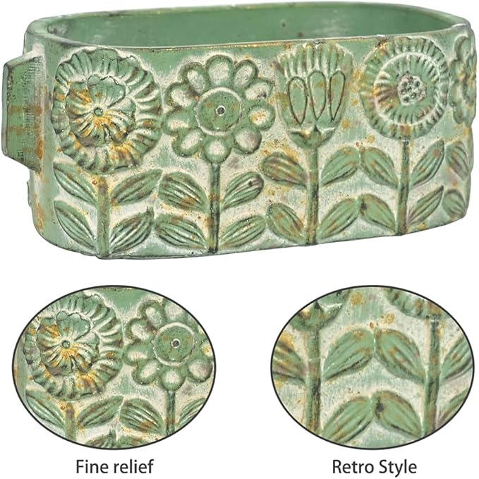 8 inch Green Pots Planters Indoor Plants Succulent Pots Rectangle Window Box Cactus Plant Containers for Home Decor(No Drainage)