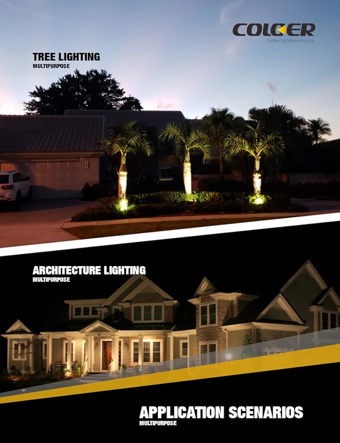 COLOER Mini Size Die-cast Brass Landscape SpotLights Outdoor, 12Volt AC/DC Low Voltage Landscape Lights Fixture,IP65 Waterproof Trees Directional Spot Up Light(104B, Bronze, 12-Pack Without Bulb)
