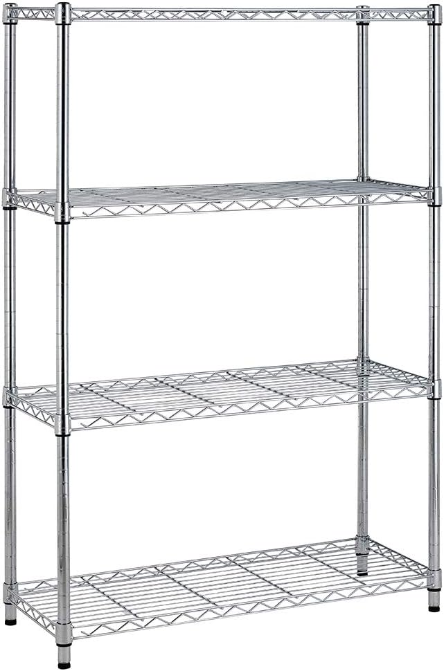 BestOffice | 4-Tier Wire Storage Shelves | 36x14x54 | Chrome | with Adjustable Racks | Heavy-Duty Metal Shelf, Holds Upto 1000 lbs | No-Tool Assembly | Ideal for Home & Garage Shelving