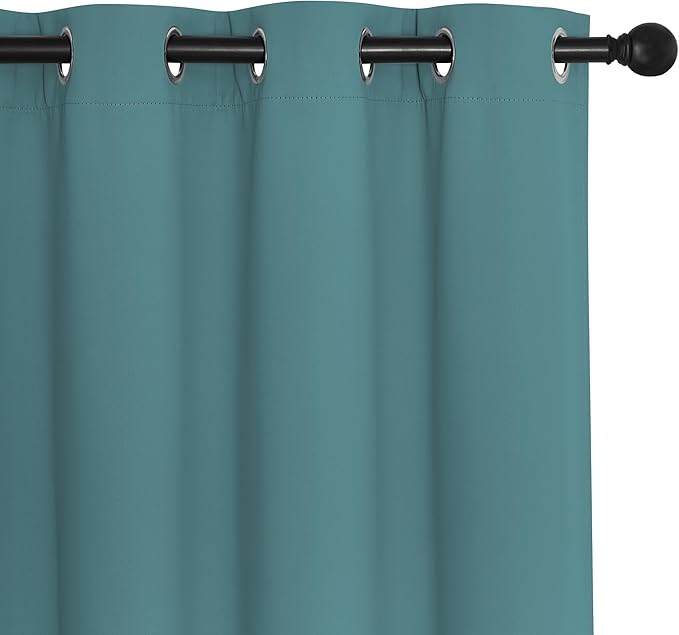 NICETOWN Blackout Curtains 63 inches Long for Living Room Bedroom, Grommet Thermal Insulated Room Divider Drape Window Treatment for Sliding Patio Door, W100 x L63, 1 Panel, Sea Teal