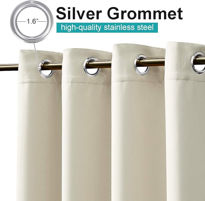 NICETOWN Outdoor Curtain for Patio Waterproof Window Treatment, Grommet Blackout Thermal Insulated Keep Warm in Winter & Cool in Summer Outdoor Drape for Pool/Yard, Beige, 1 Panel, W84 by L108