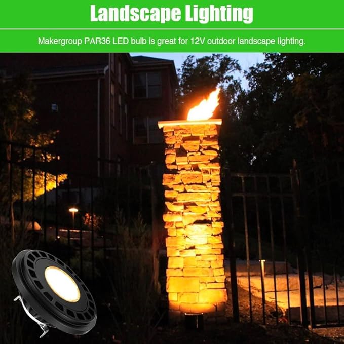 PAR36 LED Landscape Light Bulb 10W, 12V Low Voltage Lighting, Waterproof Spotlight for Outdoor Yard Tree Light, In-Ground Well Light, Warm White 2700K-3000K