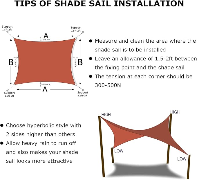 KANAGAWA 12'X12' Rust Red Custom Size Sun Shade Sail Square UV Block Canopy Cover for Patio Backyard Lawn Garden Outdoor (Customized Available)