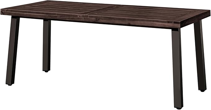 Devoko Home Acacia Wood Dining Table 6-Person Indoor Outdoor Table with Iron Legs, Sandblast Finish, Natural Stained, Rustic Metal, 69 * 33 * 30 inch (Espresso)