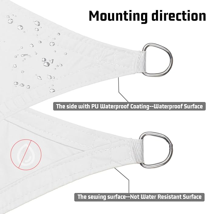 LOVE STORY Triangle 14'x14'x14' Waterproof Sun Shade Sail Canopy UV Block for Outdoor Patio Backyard Carport,White(We Make Custom Size)