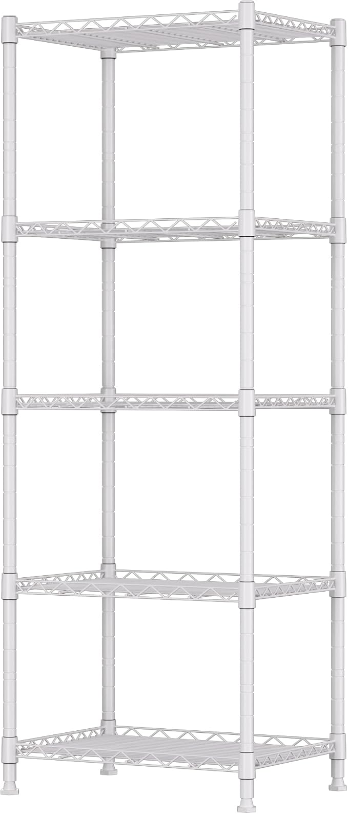 REGILLER 5-Wire Shelving Metal Storage Rack Adjustable Shelves,Standing Storage Shelf Units for Laundry Bathroom Kitchen Pantry Closet(White,11.8" D x 16.6" W x 53.5" H)