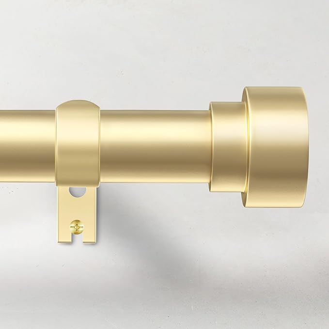 Curtain Rods for Windows 72 to 144, 1 Inch Adjustable Gold Heavy Duty Long Window Curtain Rod with End Caps, Modern Style Indoor Outdoor Drapery Rods for Patio Bedroom, Size 32" - 150"