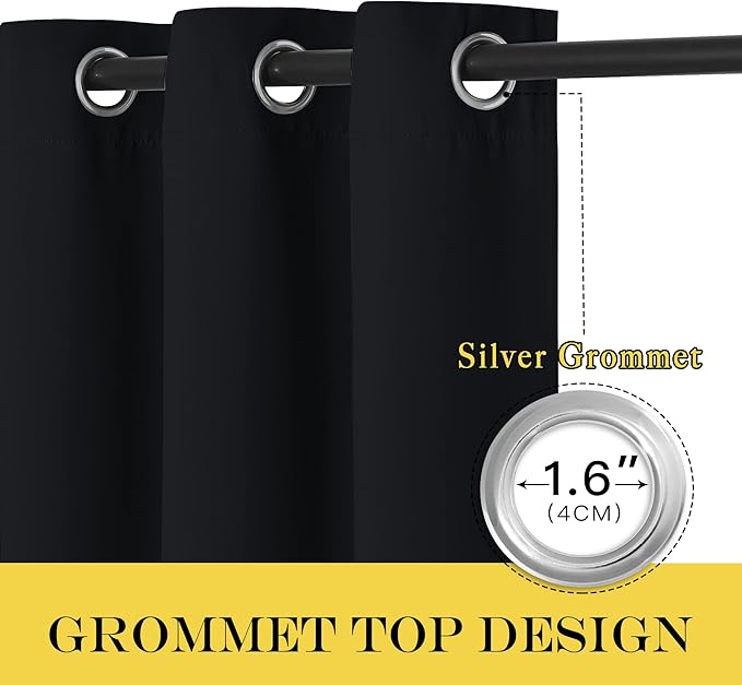 NICETOWN Black Out Sliding Door Curtain 102 inches Long, Grommet Thermal Insulated Patio Door Curtains Room Divider Drape Window Treatment for Bedroom/Living Room, W100 x L102, 1 Panel