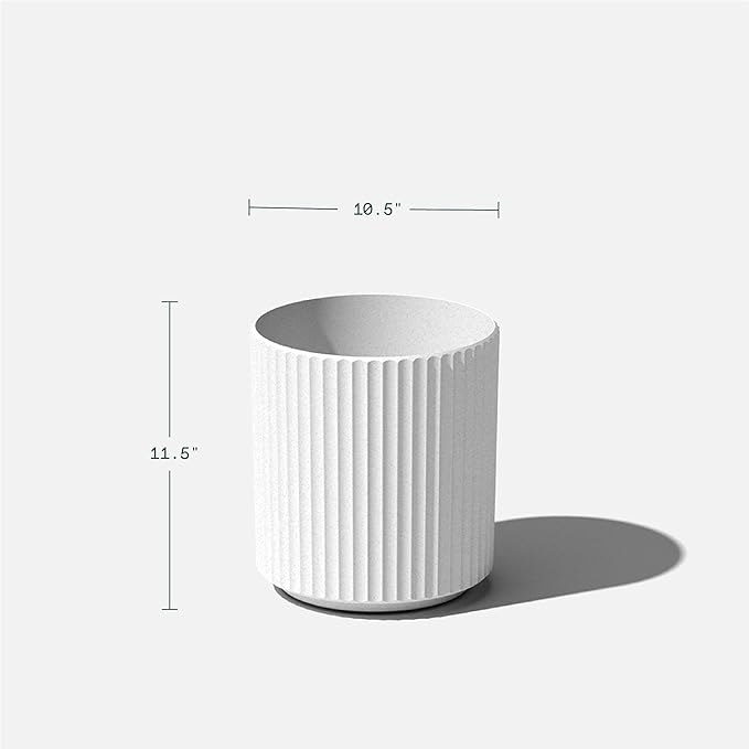 Veradek Demi Series Round Planter for Porch, Patio, Backyard | Durable Plastic-Concrete Material | Modern Décor for Tall Plants, Flowers