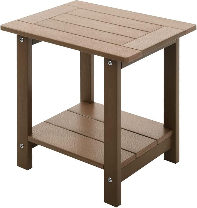 Double Adirondack Outdoor Side Table Weather Resistant, Outdoor Rectangular Patio End Table for Adirondack Chair, Teak