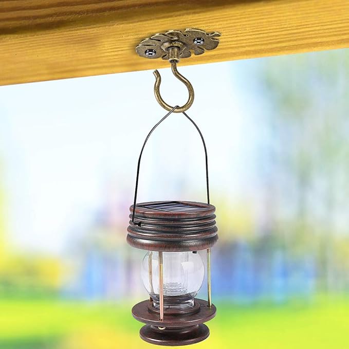 Dolibest Wall Mount Ceiling Hooks,Plant Hooks for Ceiling Metal Plant Bracket Iron Wall Mount Lanterns Hangers Hooks for Hanging Plants Lights, Outdoor Wire, Fairy Lights, Wind Chimes, Bronze(4PCS)
