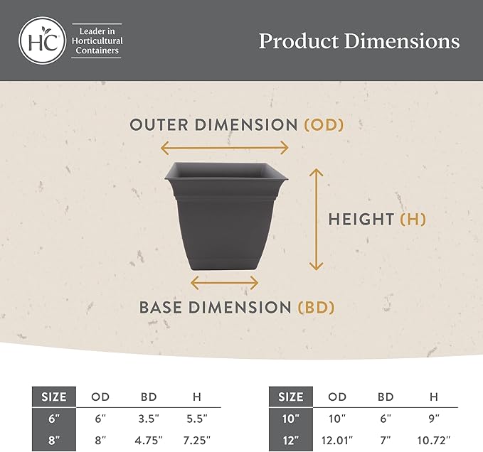 The HC Companies Eclipse Square Plastic Planter w/Attached Saucer - Outdoor & Indoor Plant Pot with Drainage Holes - Lightweight, UV-Resistant Plastic Pots for Plants (8" Peridot Green, Pack of 1)