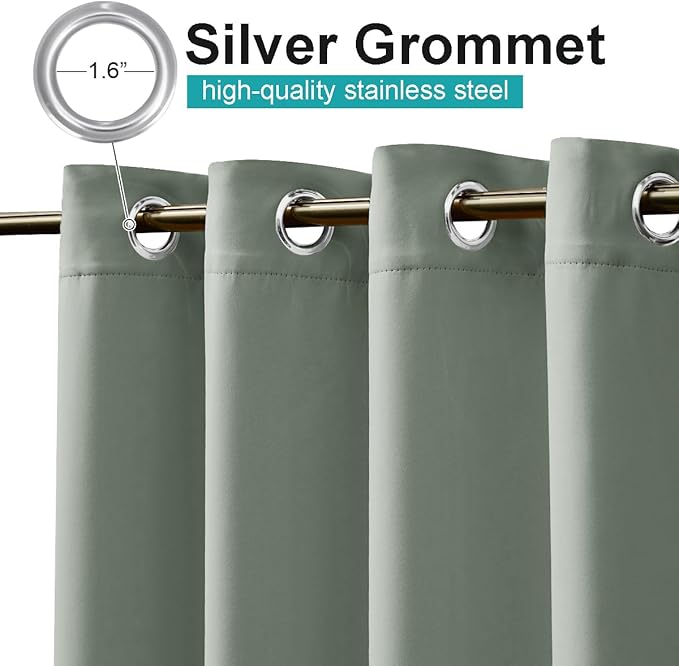 NICETOWN Blackout Indoor & Outdoor Curtain for Patio Waterproof, Room Darkning Sun Blocking Thermal Insulated Window Treatments for Front Porch & Bathroom, W52 x L84, 1 Panel, Sage Green