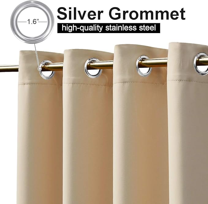 NICETOWN Waterproof Patio Outdoor Curtain and Drape, Extra Wide and Long W100 x L95, Thermal Insulated Top and Bottom Grommet Keep Sun & Rain Out Public Divider for Porch, Biscotti Beige, 1 Panel