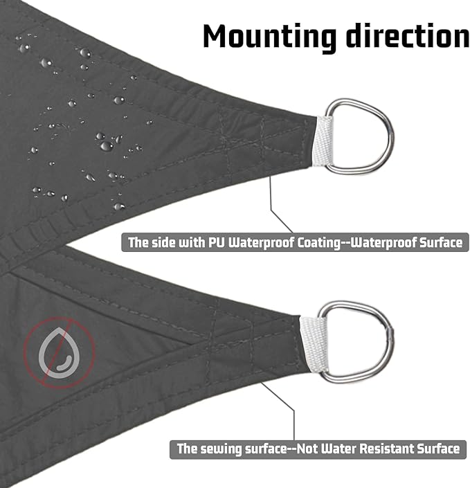 LOVE STORY Right Triangle 12'x14'x18.4' Waterproof Sun Shade Sail Canopy UV Block for Outdoor Patio Backyard Carport,Dark Grey(We Make Custom Size)