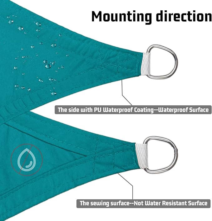 LOVE STORY Right Triangle 8'x10'x12.8' Waterproof Sun Shade Sail Canopy UV Block for Outdoor Patio Backyard Carport,Turquoise Blue(We Make Custom Size)