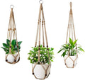 3 Pack Macrame Plant Hanger,Hanging Plant Holder, Boho Home Decor Hanging Basket with Wood Beads,Hanging Planters for Indoor Plants,Plant Hanger Indoor 35"/29"/23" Brown (POTS NOT Included)