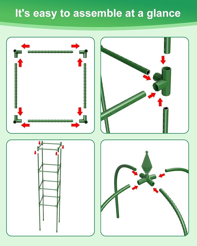 Garden Trellis for Climbing Plants Outdoor & Indoor - 2 Pack 6Ft Tall Rustproof Plant Support Cage for Vines, Flowers, Vegetables, Roses | Heavy-Duty, Adjustable & Decorative