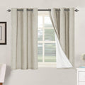 H.VERSAILTEX 100% Blackout Curtains for Bedroom Thermal Insulated Linen Textured Curtains Heat and Full Light Blocking Drapes Living Room Curtains 2 Panel Sets, 42x45 Inch, Cobblestone