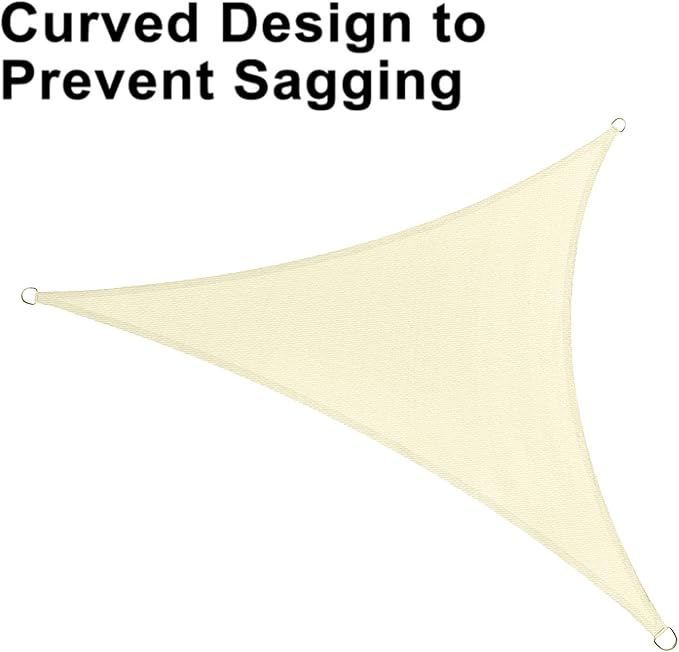 LOVE STORY 10' x 10' x 14' Right Triangle Sun Shade Sail Sunshade Sail UV Block for Patio Garden, Butter Cream