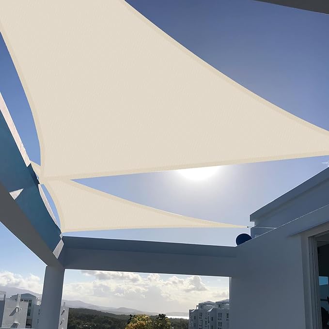 SUNNY GUARD Custom Size 13'x24'x24' Triangle Cream UV Block Sunshade for Backyard Yard Deck Patio Garden Outdoor Activities and Facility(Customized)