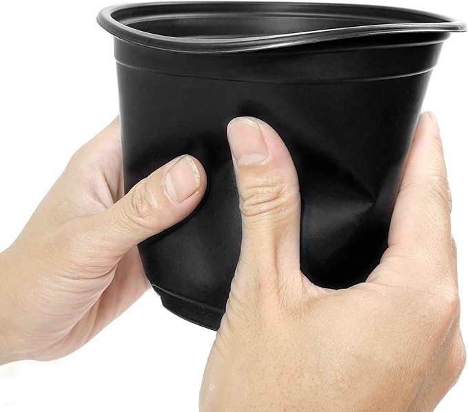 RAOOKIF 100 Pack Nursery Pots, 4 5 6 Inch Nursery Pot for Plants, Plastic Plant Pots with Drainage Holes, Garden Flower Pots for Transplanting, Succulents, Cuttings, Seedlings(6inch,100pcs)