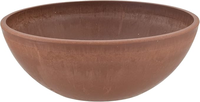 PSW Pot Collection M25TC 8-inch Plastic/Stone/Wood Composite Low Bowl Planter – No Drainage Hole (Drillable), Shallow Indoor/Outer Pot for Succulents, Bonsai, Fairy Gardens, Herbs, Terra Cotta Color