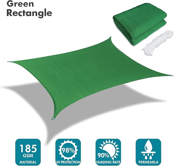KANAGAWA 6'X24' Dark Green Custom Size Sun Shade Sail Rectangle UV Block Canopy Cover for Patio Backyard Lawn Garden Outdoor (Customized Available)