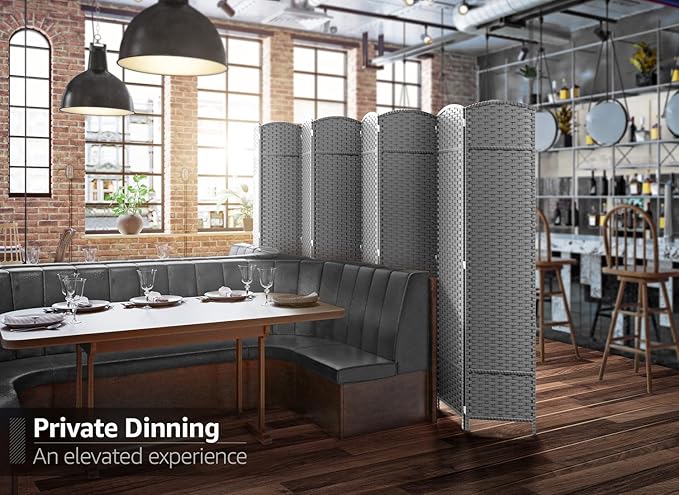 Sorbus 8 Panel Room Divider 6 ft. Tall - Privacy Screen, Extra Wide Double Hinged Panels, Mesh Hand-Woven Design, Partition Room Dividers and Folding Privacy Screens, Wall Divider for Room Separation