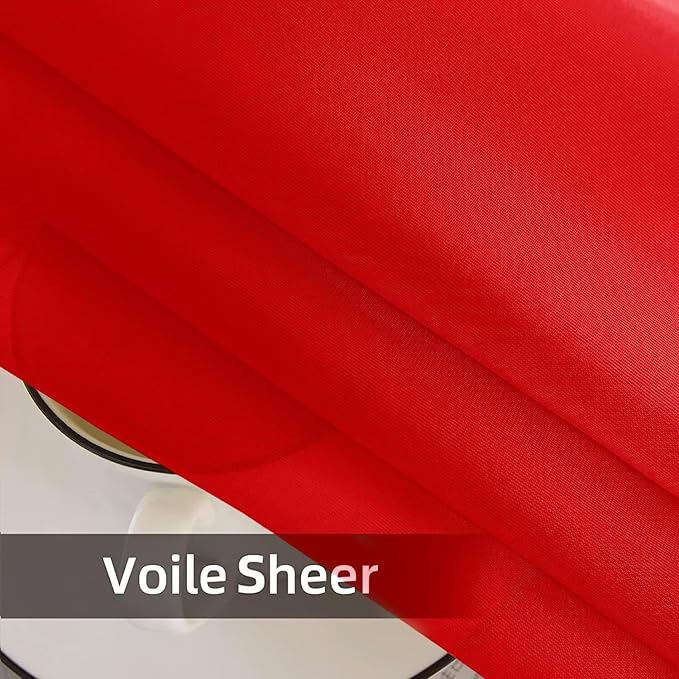SpaceDresser Waterproof Outdoor Sheer Curtains for Patio - 2 Panels Rod Pocket Indoor Voile Sheer Curtain for Living Room,100W x 120L inch, Red