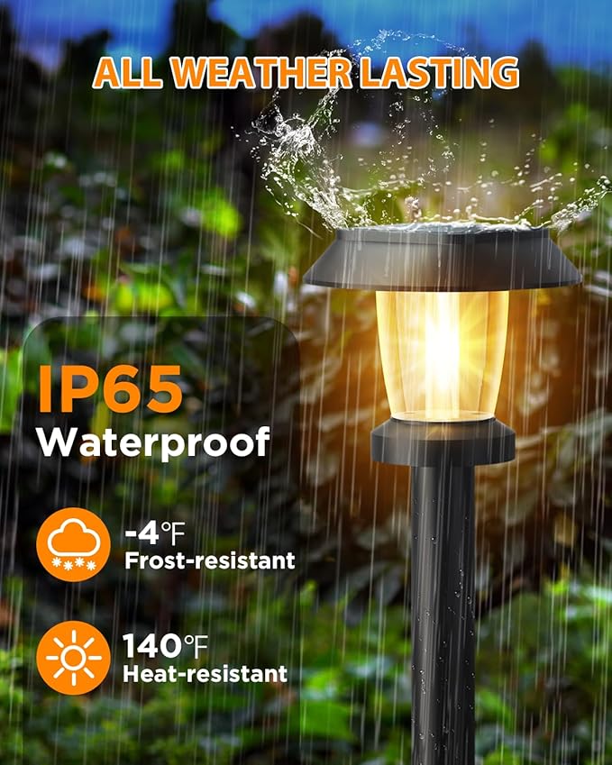 ALEPOD Solar Pathway Lights Outdoor - 8 Pack Solar Powered Garden Lights Waterproof IP65, Decor Landscape Lighting with Three Lighting Modes for Yard, Lawn, Walkway, Driveway, Warm White