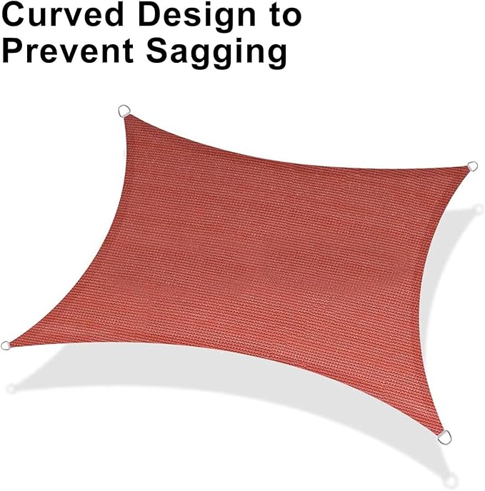 LOVE STORY Sun Shade Sail 12' x 16' Rectangle Sail Shade for Outdoor Patio Garden Backyard, Terra Red