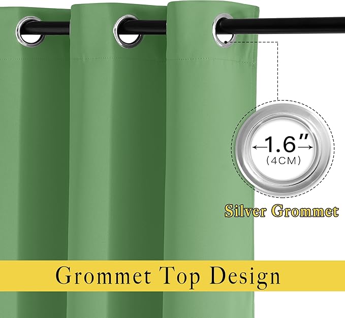 NICETOWN Blackout Curtains 84 Inch Length, Thermal Insulated Room Darkening Drapes Grommet Window Covering for Living Room Bedroom (W52 x L84 Inch, 1 Panel, Froest Green)