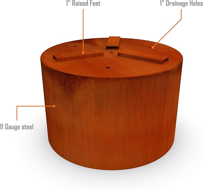 Plantercraft Corten Steel Planters | 24" High Large Round Planters for Outdoor Plants | Modern Extra Large Metal Planter for Porch & Patio Decor