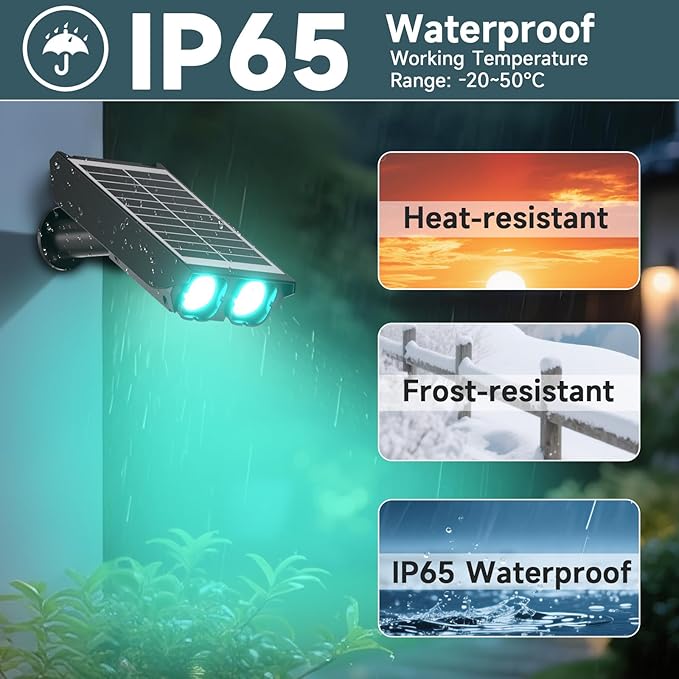 RGB Solar Spot Lights : 2 IN 1 Solar Lights Outdoor with 8 Lighting Modes & PC Light Guide Column for Tree Garden Yard Pathway | RGB Color Changing Landscape Lights | IP65 Waterproof | 12 Pack