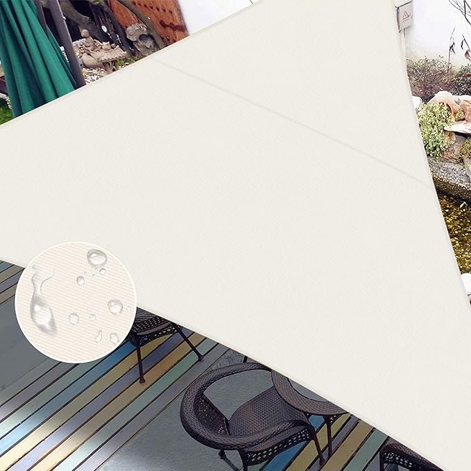 LOVE STORY Right Triangle 8'x15'x17' Waterproof Sun Shade Sail Canopy UV Block for Outdoor Patio Backyard Carport,Cream(We Make Custom Size)