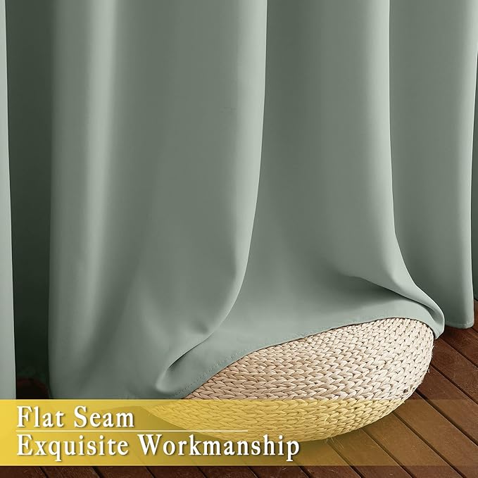 NICETOWN Sage Green Sliding Glass Door Curtain, Grommet Thermal Insulated Blackout Curtain Room Divider Sound Reducing Window Treatment for Kids Room/Bedroom, 1 Panel, W80 x L108