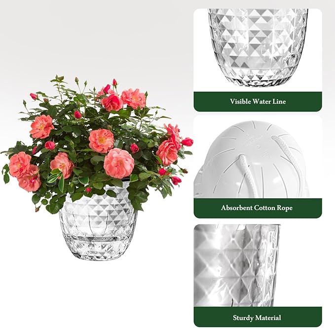 Self Watering Pots for Indoor Plants, Flower Pots, Self Watering Plant Pot-3pcs 6inch Clear