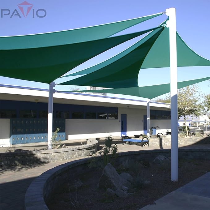Patio Paradise 7' x 7' x 7' Sun Shade Sail Triangle Canopy Shade Cloth Fabric Sunlight Block Patio Pergola Cover HDPE Deck Awning for Outdoor Backyard Roof Shading, Turquoise