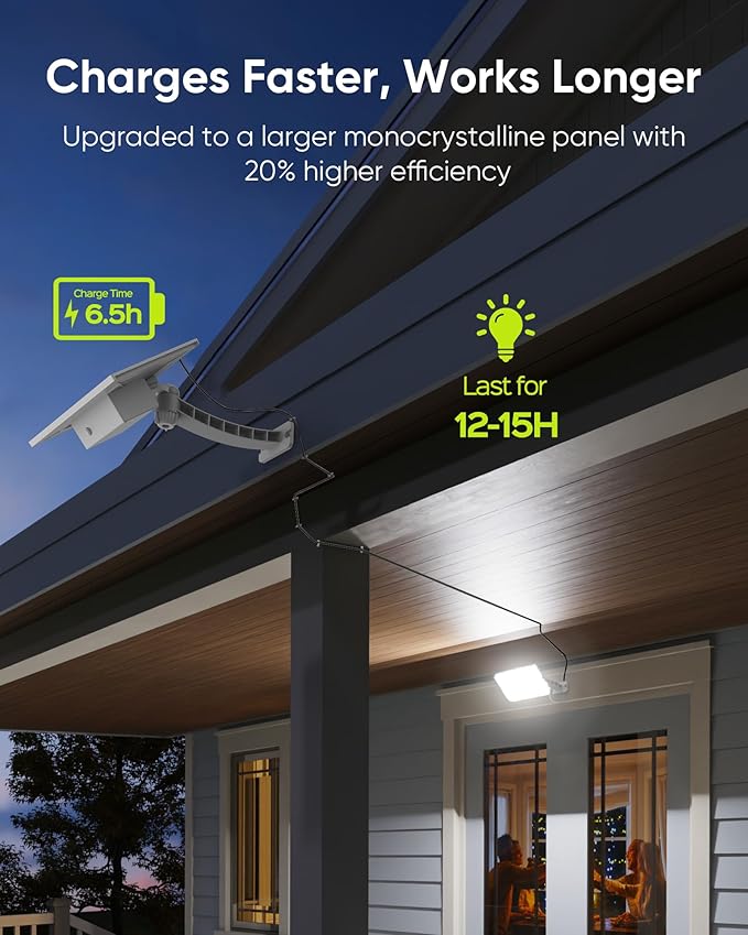 1000 Lumen 299 LED Solar Dusk to Dawn Light Outdoor JACKYLED Solar Powered Spotlight with 4000mAh Battery Outside Waterproof Wall Mount Security Light for Porch Storage Room Patio Shed (White, 2-Pack)