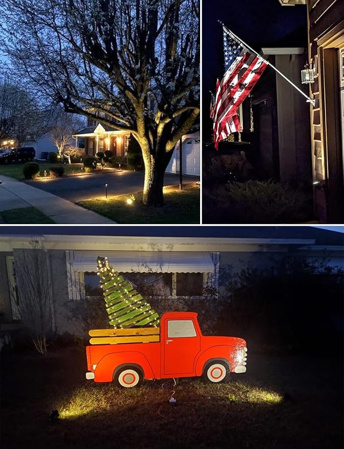 SUNVIE Dusk to Dawn Outdoor Lighting 120V LED Spot Lights Outdoor Landscape Spotlights with Photocell Sensor Waterproof Outdoor Spot Lights for Yard 7W Outdoor Spotlight Flag Light for Garden Tree