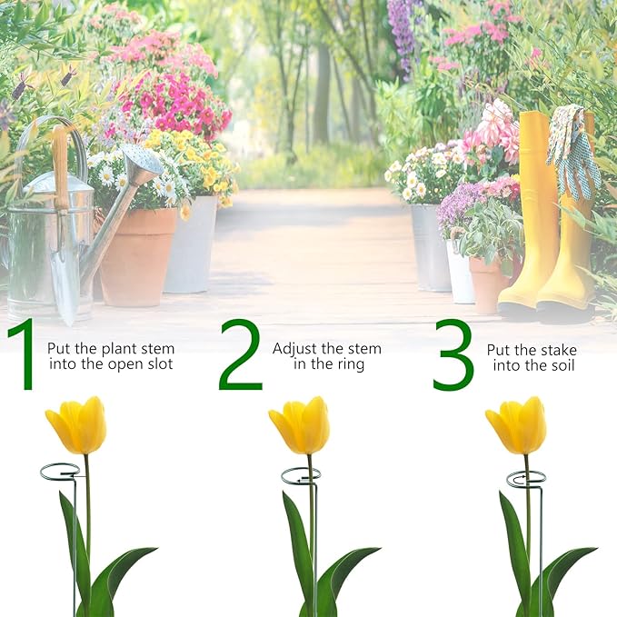 18 Inch 20 Packs Plant Support Stake Garden Single stemmed Plant Support Hoops Plant Prop for Flowers Orchid Tomatoes Peony Lily Rose Gladiolus (18 inch)