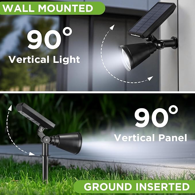 InnoGear Solar Spot Lights, Outdoor Solar Lights Solar Spotlights Flag Pole Light Waterproof Landscape Lighting Outside for Flag Uplighting Backyard Patio Pathway Statue Palm Tree Sign, Cool White
