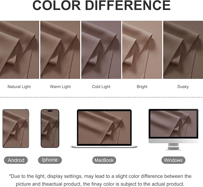 RYB HOME Outdoor Curtains for Patio Waterproof Block Sunlight Thermal Insulated Privacy Assured Thick Outside Curtains for Porch, Gazebo, Pergola, W52" x L95", Mocha, 1 Panel