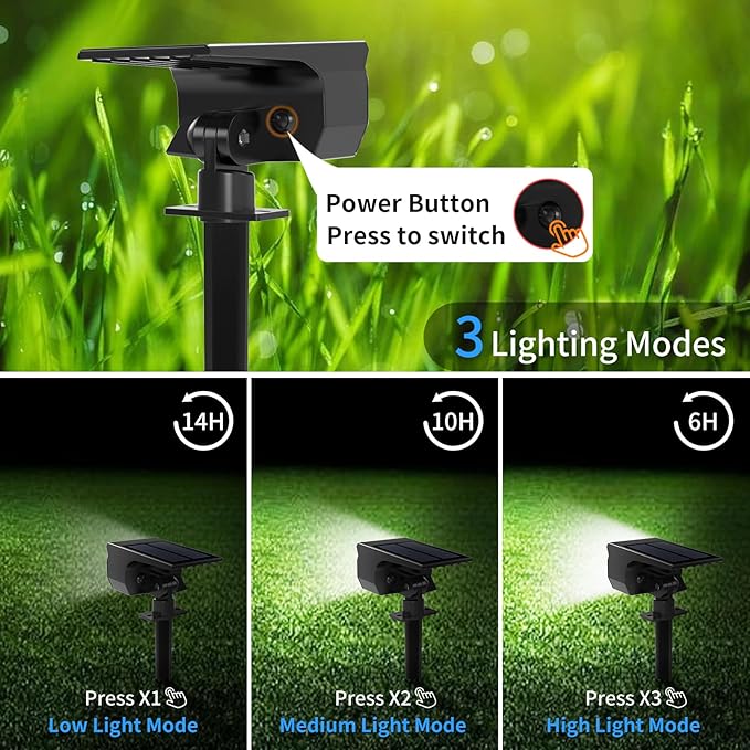 Solar Spot Lights Outdoor 10 Pack, [46 LED/3 Modes] Solar Landscape Spotlights Waterproof, 2-in-1 Auto On/Off Solar Powered Lights for Outside Yard Garden Wall Pathway(Cool White)