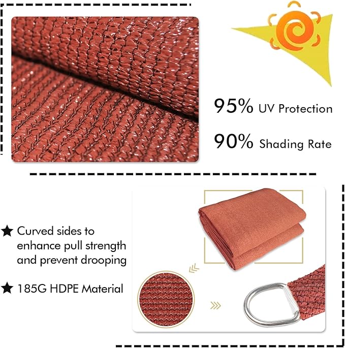 KANAGAWA 10'X16' Rust Red Custom Size Sun Shade Sail Rectangle UV Block Canopy Cover for Patio Backyard Lawn Garden Outdoor (Customized Available)