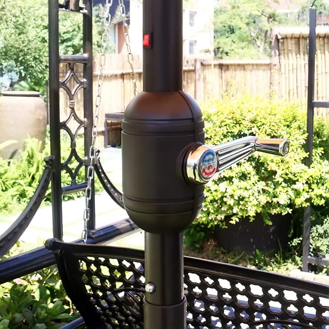 Sunnyglade 9Ft Patio Umbrella Outdoor Table Umbrella with 8 Sturdy Ribs (Dark Gray)